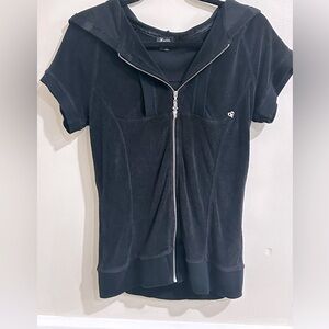 Black Zip-Up Hoodie Top